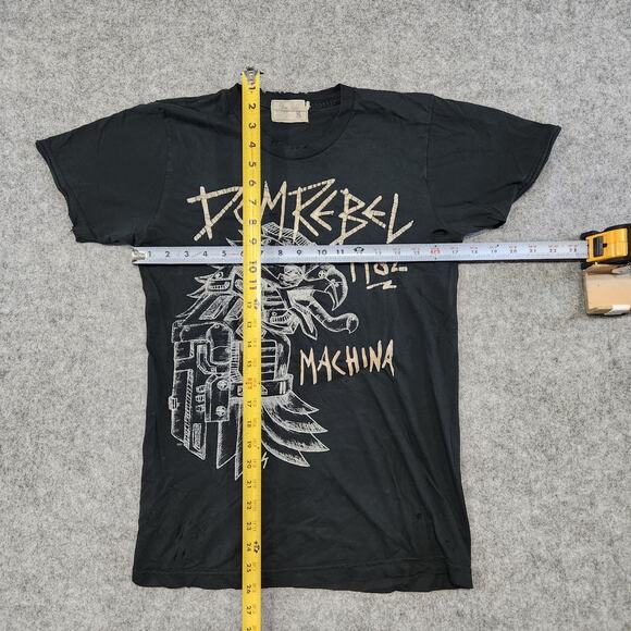 Dom Rebel Machina 1982 Mens S Small Black Distressed Double Side Graphic T Shirt - Picture 6 of 14